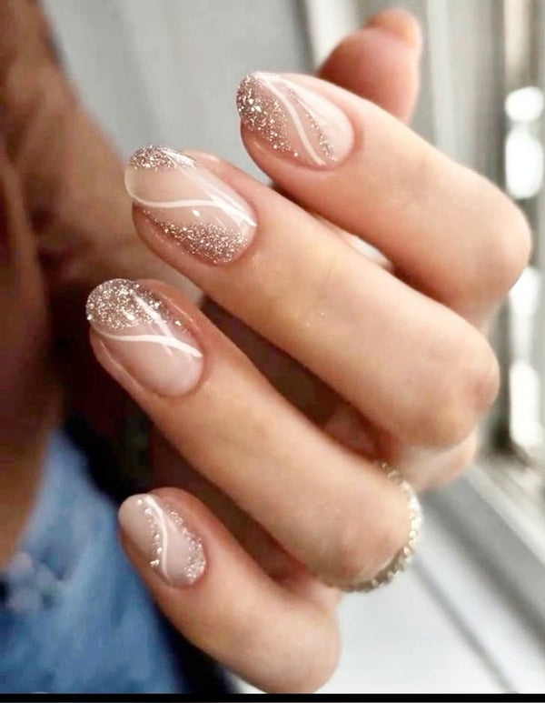 White Swirl with glitter