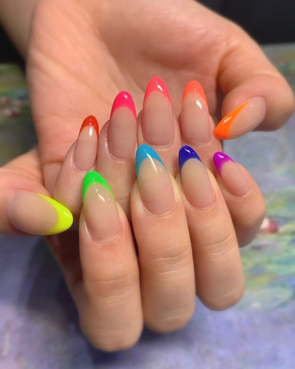 Neon Rainbow French Tip
