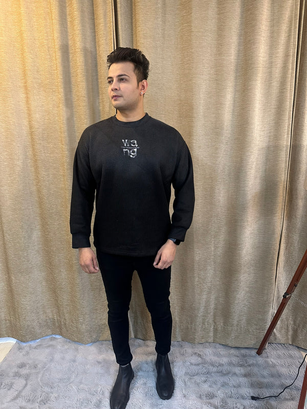 Black Drop Shoulder Sweatshirt