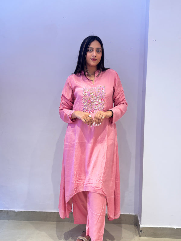 Blush Pink Embroidered Kurta Set