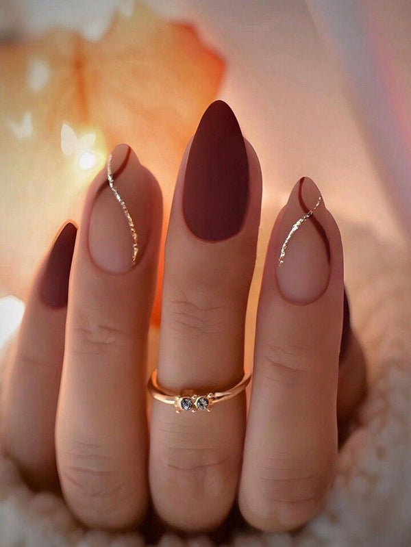 Maroon almond shaped