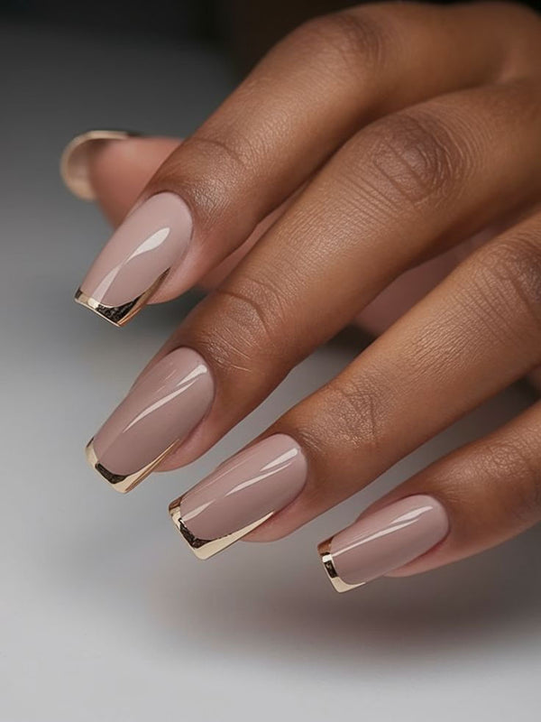 Nudesquare with chrome golden line