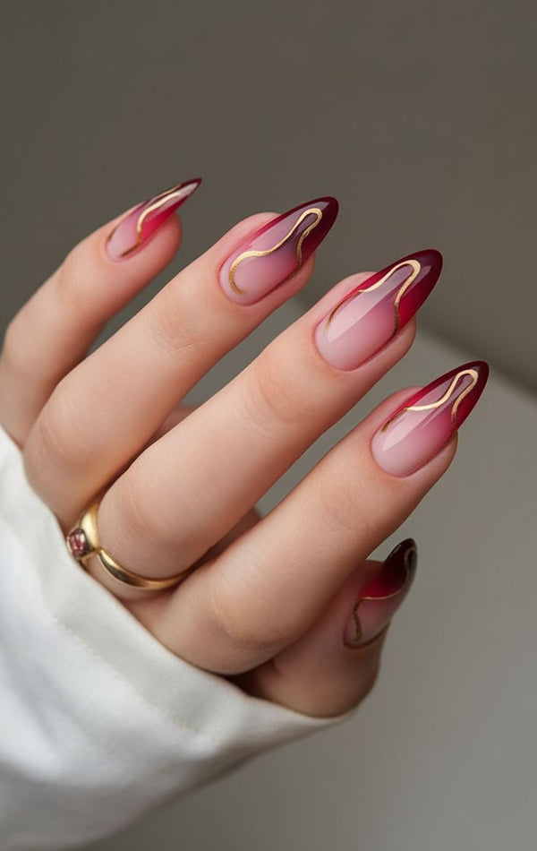 Red and Gold Flame Nails