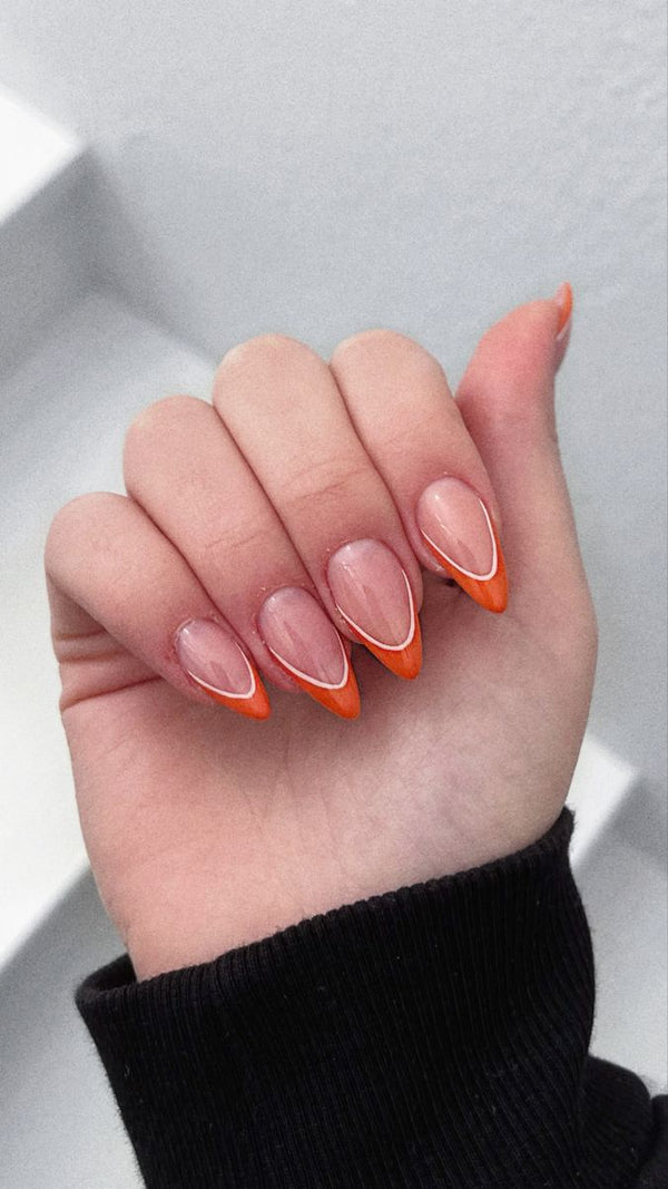 orange white french nails