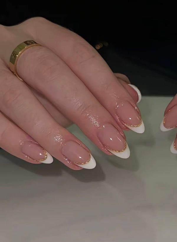 white french with golden line